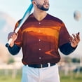 thumbnail image 5 of Zufioo Sunset Valley Western Cowboy Print Men's Baseball Short Sleeve, Moisture Wicking Button-Down Hip Hop Tee-4X-Large, 5 of 7