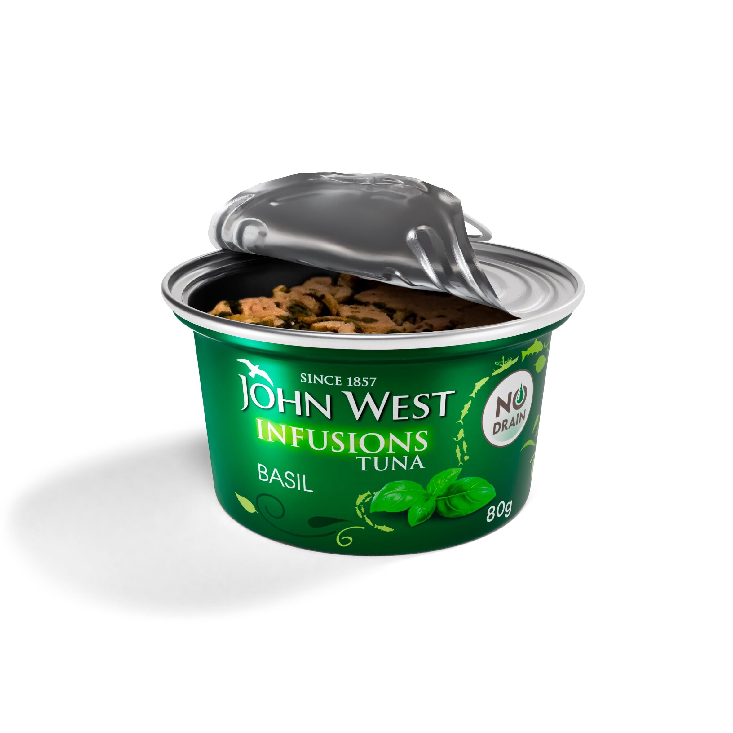 John West Basil No Drain Tuna Infusions 80g, Imported from Britain