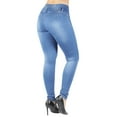 thumbnail image 5 of Fashion2Love Women's Juniors Butt Lift Push Up Mid Waist Ripped Distressed Skinny Jeans, 5 of 9