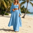 thumbnail image 4 of Vynhevius Women's 3 Piece Outfits V Neck Cami Top Duster Cardigan Wide Leg Pants Solid Elastic Waist with Pockets Casual Vacation Matching Sets, 4 of 7