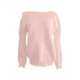 thumbnail image 7 of Womens Jumper Comdrip Womens Fall Long Sleeve Solid Color Sweaters Casual Outfits Puff Sleeve Knitted Pullover Jumper Tops Women Sweater Light Pink 2XL, 7 of 7