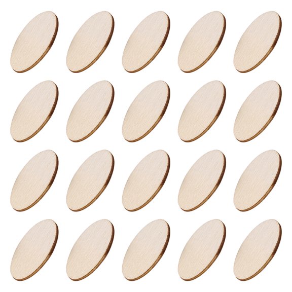 ROSENICE Oval Wood Cutouts for DIY Crafts with Smooth Surfaces and Blank Sides 200pcs Khaki Synthetic Material