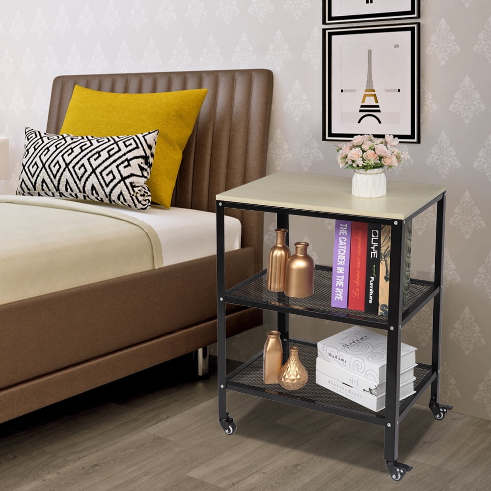 Kepooman 3-Tier Kitchen Microwaves Cart on Wheels with Storage Shelf and Cabinet for Living Room, White Kepooman 3-Tier Kitchen Microwaves Cart on Wheels with Storage Shelf and Cabinet for Living Room, White