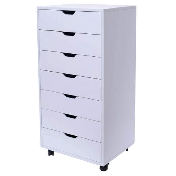 7 Drawer Wood Filing Cabinet Mobile Storage Cabinet For Closet Office White Color Walmart Com Walmart Com