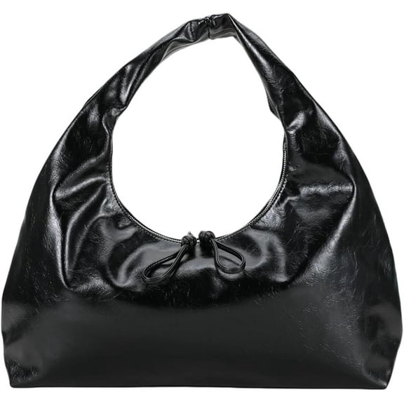 Chic Hobo Shoulder Bag for Women-Multiple Colors & Vegan Leather (Black)