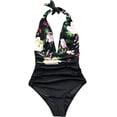thumbnail image 4 of ZHAOCHENG Mono de rayas florales y negras Talla XL Mono estampado sexy europeo y americano para mujer, 4 of 5