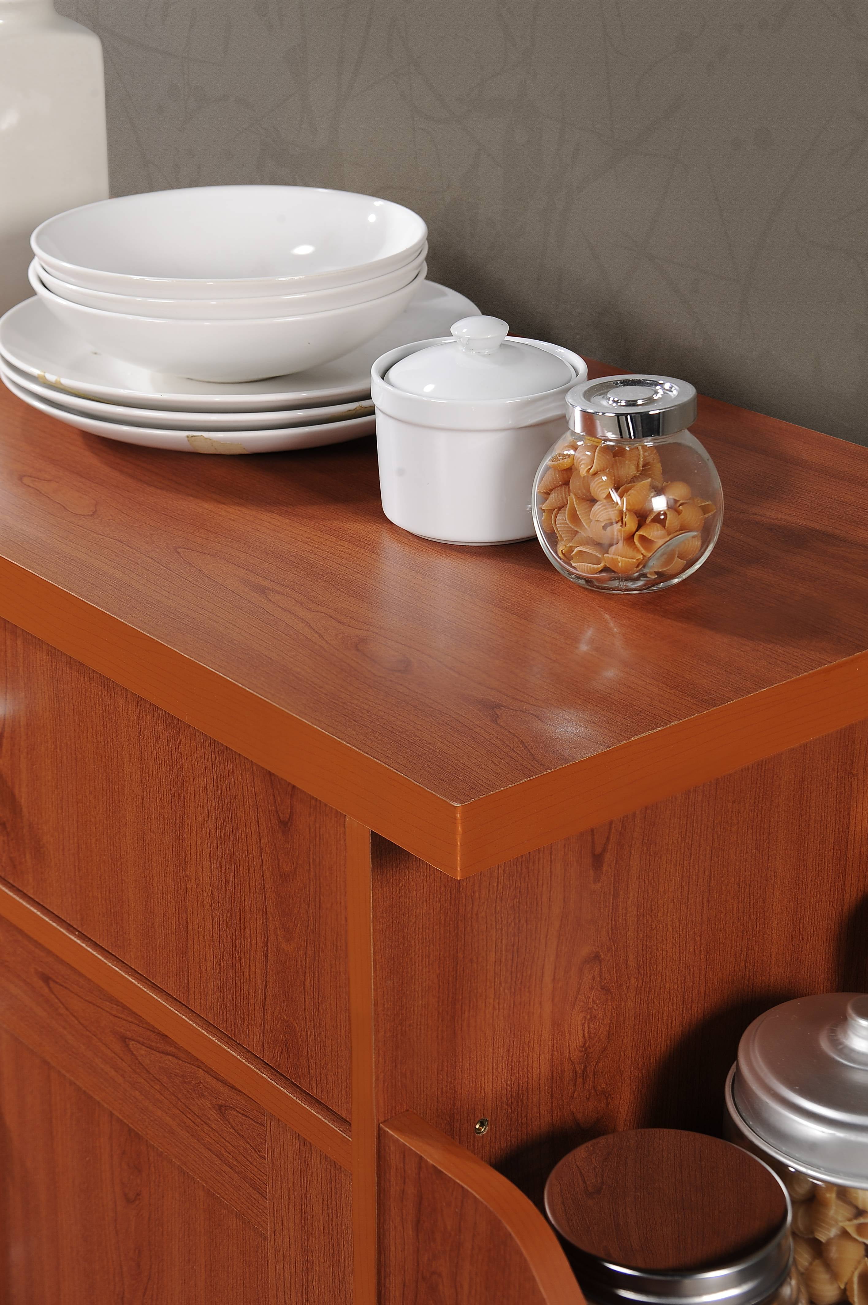 Hodedah Kitchen Cart with Spice Rack plus Towel Holder, Cherry