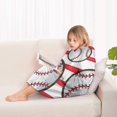 thumbnail image 4 of Red and White Striped Baseballs Pattern Blanket Hoodies for Kids 6-13YR Oversize Wearable Blanket Hoodies for Boys Girls Teens, 4 of 7