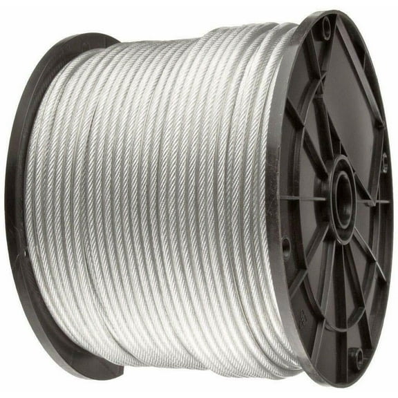 Vinyl Coated Stainless Steel 304 Cable Wire Rope 7x19, Clear, 1/8" - 3/16" (250 ft)