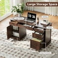 thumbnail image 6 of YouTrend 58'' Farmhouse Executive Desk,Wood Home Office Computer Desk with 5 Drawers and Storage Cabinet for Work Study Writing,Brown, 6 of 9