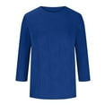 thumbnail image 7 of Otntypg Womens 3/4 Length Sleeve Tops Trendy Crew Neck Textured T Shirts Solid Basic Blouses Dressy Casual Loose Fit Tunic Tee Shirt Blue XXL, 7 of 7