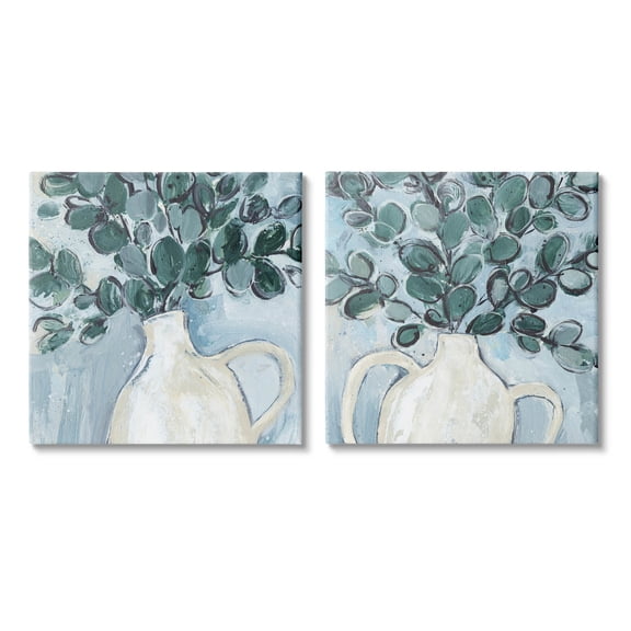 Stupell Industries Contemporary Eucalyptus Herb Vase Painting Gallery Wrapped Canvas Print Wall Art, Set of 2, Design by Annie Warren