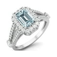 thumbnail image 2 of 7X5 MM Octagon Shape Blue Topaz 925 Sterling Silver Solitaire Split Shank Mother's Day Gift Ring, 2 of 3