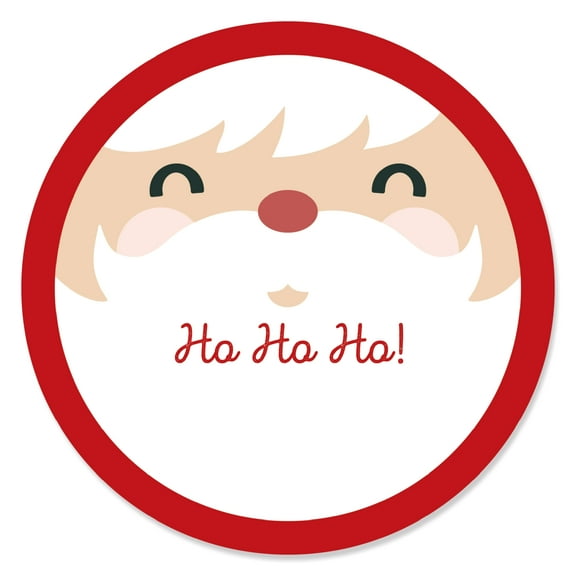 Big Dot of Happiness Jolly Santa Claus - Christmas Party Circle Sticker Labels - 24 Count