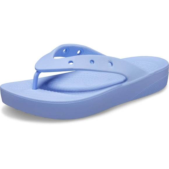 Crocs Women's Classic Flip Flops | Platform Shoes, Moon Jelly, 6