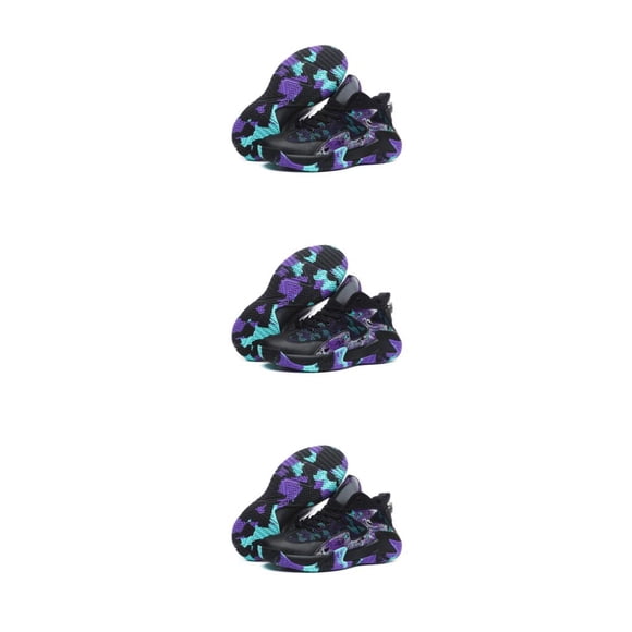 Zapatillas de baloncesto Sonducket hombre transpirables Cuero sintético Negro Púrpura