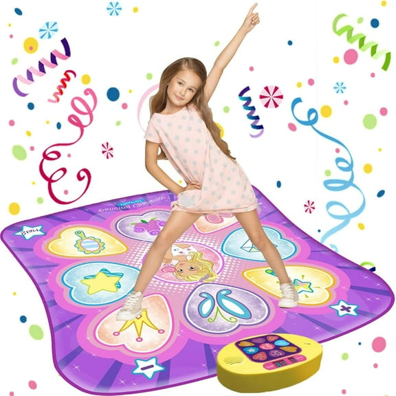 Dance Mat Toys for Girls Ages 3-10 | Dance Pad with LED Lights, Adjustable Volume, 9 Built-in Music, 7 Game Modes, 5 Challenge Levels | Christmas Birthday Gifts for 3 4 5 6 7 8  Years Old Girl