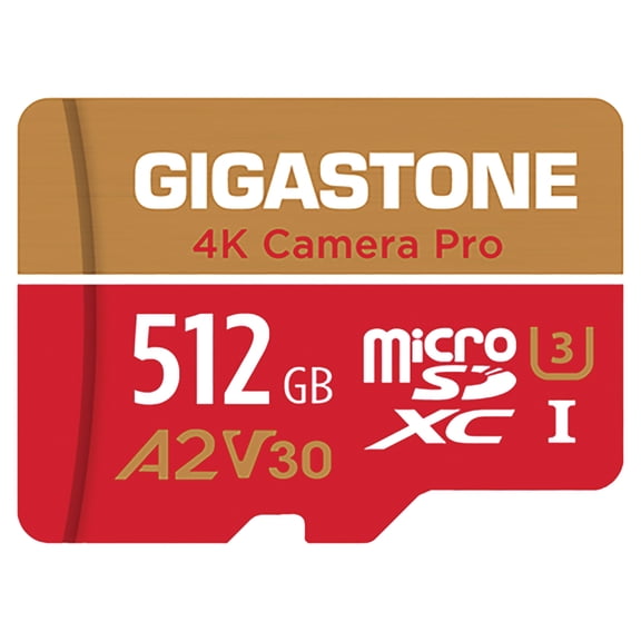 Gigastone A2 V30 4K Camera Pro microSD Card, 512 GB, GS-2IN1-4KA2V30-512GB-R