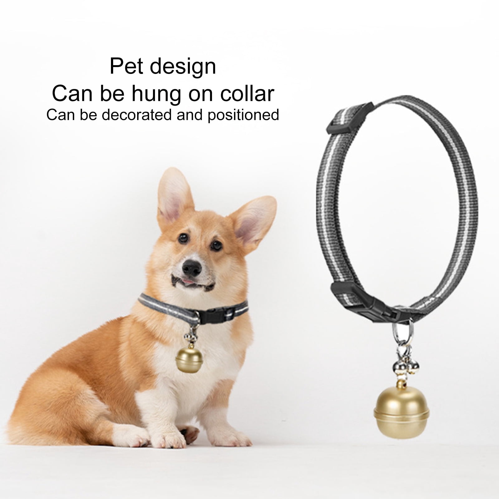 opvise Pet GPS Locator Phone Remote Control IP67 Waterproof Lovely Bell Charm Tracking Device Anti-loss Portable GPS Tracker Pet Collar Silver