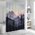thumbnail image 6 of Mountain Forest Bathroom Shower Curtains with 12 Hooks Polyester Waterproof Shower Curtain for Stalls and Bathtubs Farmhouse Cabin Nature Sunrise Landscape Decorative Bathroom Curtain 72x72 Inches, 6 of 9
