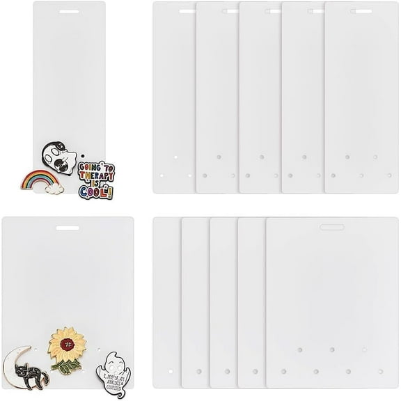 12Pcs Badge Buddy Pin Holder for Nursing Pins Blank Badge Buddy Tags Vertical 5 Hole/7 Hole Blank White Card Backer Rectangle Acrylic Badge Display Cards for Nurse Doctor Student Staff