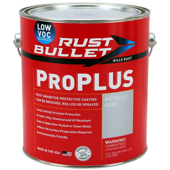 Rust Bullet - ProPLUS - Rust Preventive Protective Coating - Low VOC - 1 Gallon, Metallic Gray