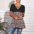 thumbnail image 3 of T-Shirt Femme Col en V Manches Courtes T-Shirt Blouse Décontractée Imprimée Robe Haut, Noir, m, 3 of 5