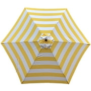 Covered Living 9ft Yellow and White Striped Patio Umbrella Canopy, Durable and UV-Protected