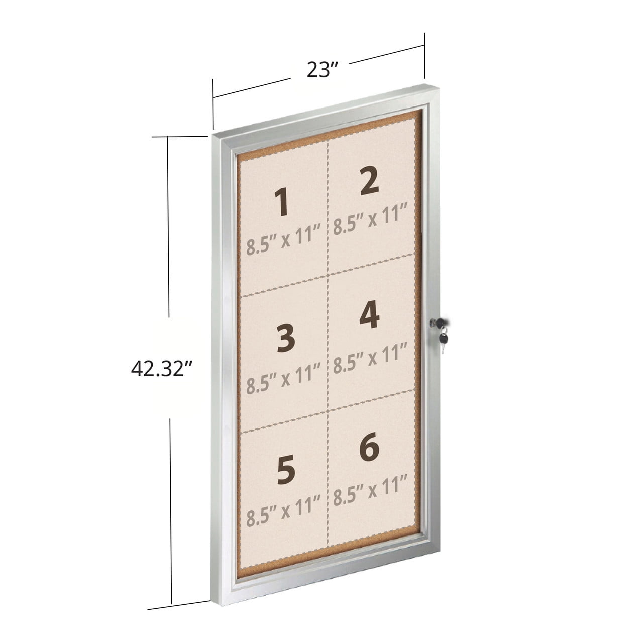 Medium Enclosed Cork Bulletin Board w/ Lock & Key