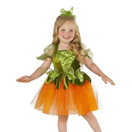 Toddler Girls Pumpkin Princess Costume Shimmery Dress &