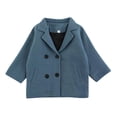 thumbnail image 2 of EnJoCho Boys Girls Winter Pe𝖺 Coat Dress Coats Notched Lapel Collar Double Breas𝗍ed Plaid Over Coats Long Jackets for Kids, 2 of 4