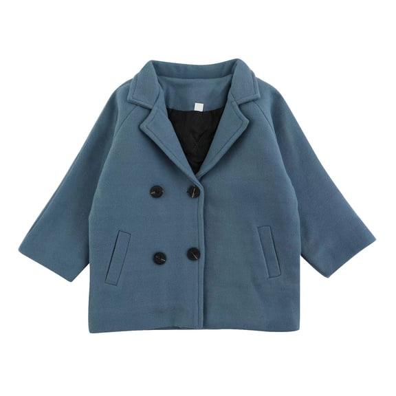 CPNG Toddler Little Boys Girls Double Breasted Trench Coat Dress Coats Warm Lapel Long Trench Coats Outerwear with Pockets(Light Blue,9-10 Years)
