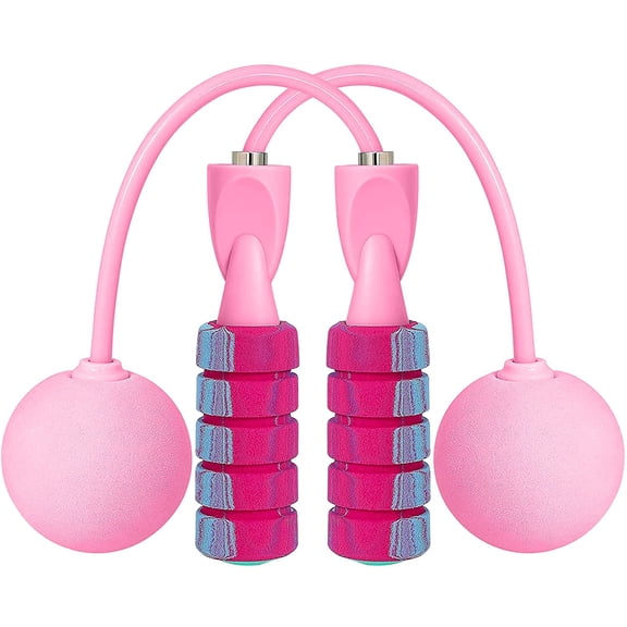 VONTER Indoor Cordless Jump Rope Weighted Ropeless Jump Rope With Double Handles-Long or Short Adjustable Bod Ropes for Indoor Exercise, Crossfit Speed Training, Fitness Workout, Boxing-(Pink)