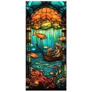 Underwater World Stained Glass Sticker Window Privacy Film Static Cling Removable Window Film Decal