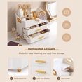 thumbnail image 4 of Countertop Makeup Organizer with Drawers, 3 Tier Cosmetic Storage Box with Beauty Accessories Set, Vanity Bathroom Counter Dresser Skincare Display Case for Lipsticks, Beauty Palettes, White, 4 of 9
