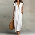 thumbnail image 2 of Puliio Maxi Dresses for Women Sleeveless V Neck Ruffle Loose Casual Dress with Pockets, 2 of 5