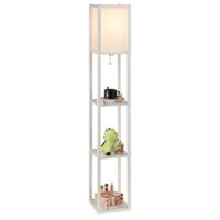Preenex LED White Wooden Shelf Floor Lamp, LED Bulb Included