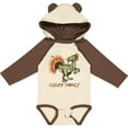 thumbnail image 3 of Inktastic Clever Turkey Thanksgiving Dinosaur Boys or Girls Long Sleeve Baby Bodysuit, 3 of 5