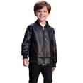 thumbnail image 2 of Liyamei Boys Leather Jacket with Stand Collar for Fall Casual Fashion Wear Size 3-4 Years, 2 of 6
