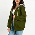 thumbnail image 7 of Hurxie Women's Zip Up Y2K Hoodies Casual Long Sleeve Sweatshirts Fall Winter Track Jackets with Pockets Army Green,2XL, 7 of 7
