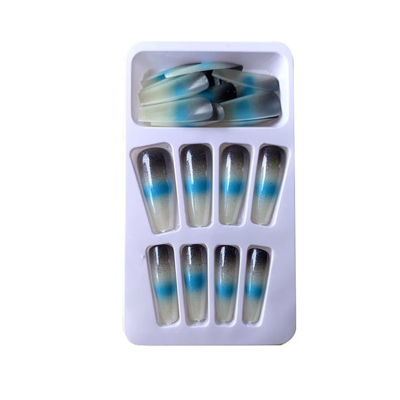 Seitruly 1 Juego de tiras de uñas de calle de colores, puntas falsas en forma de T, pestañas adhesivas de Color degradado, calcomanías de arte de Arte de uñas gris azul pegamento Seitruly CE011633-06