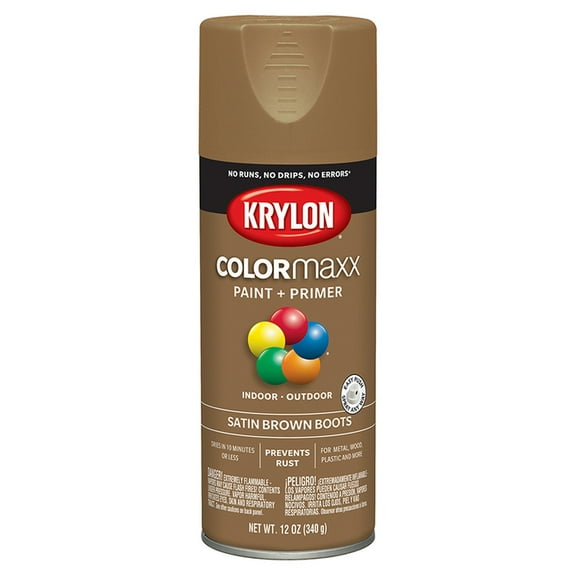 6-Pack of 12 oz Krylon K05559007 Brown Boots COLORmaxx Paint & Primer Spray Paint, Satin