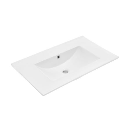 30" Zero Hole Vanity Sink Top in Glossy White