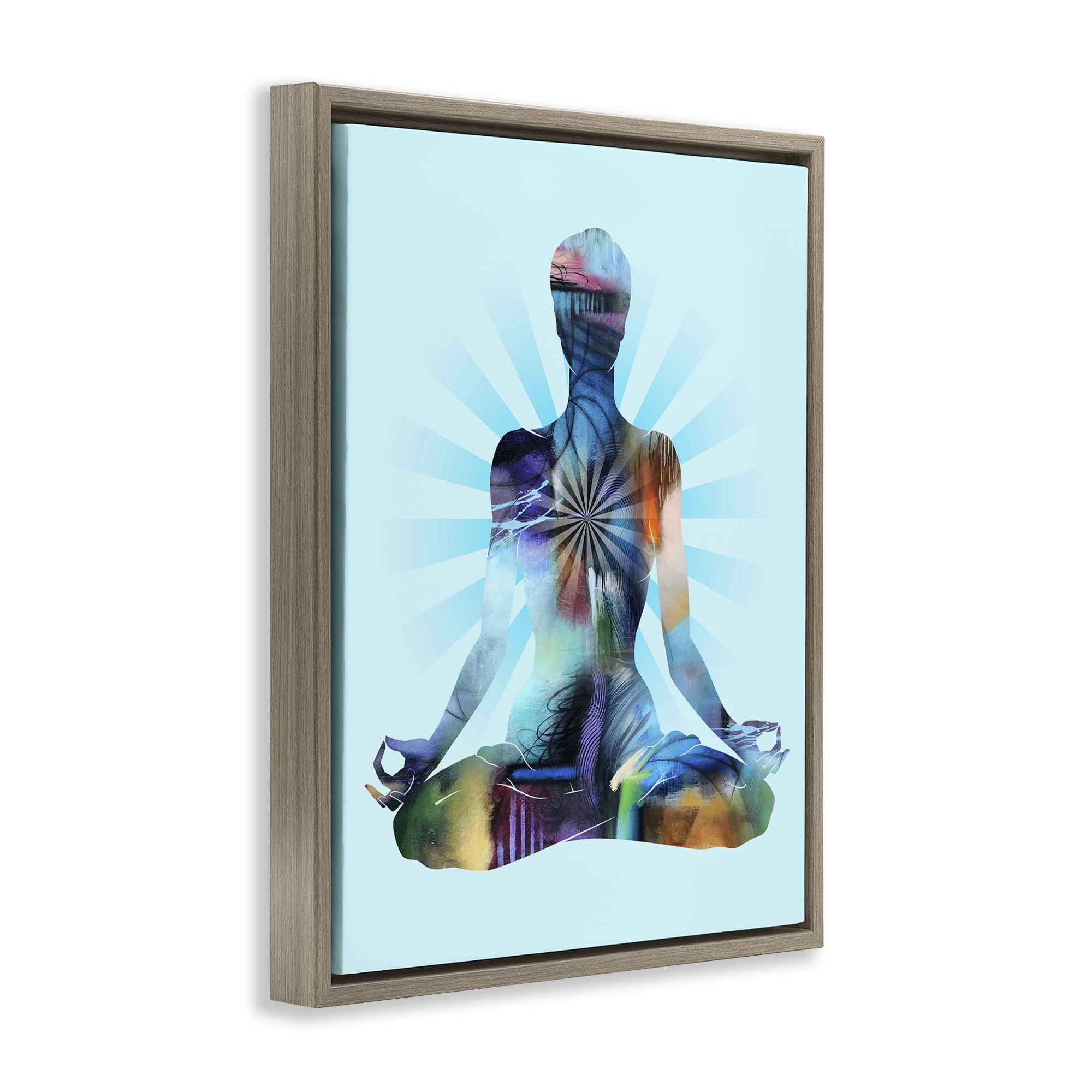 Stupell Industries Zen Meditation Pose Sports Painting Brown Floater Framed Canvas Art Print Wall Art, 17 x 21