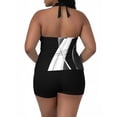 thumbnail image 5 of Ynynloco Halter Tankini Swimsuit for Women Tummy Control Two Piece Bathing Suit V Neck Swimwear with BoyShorts, 5 of 6