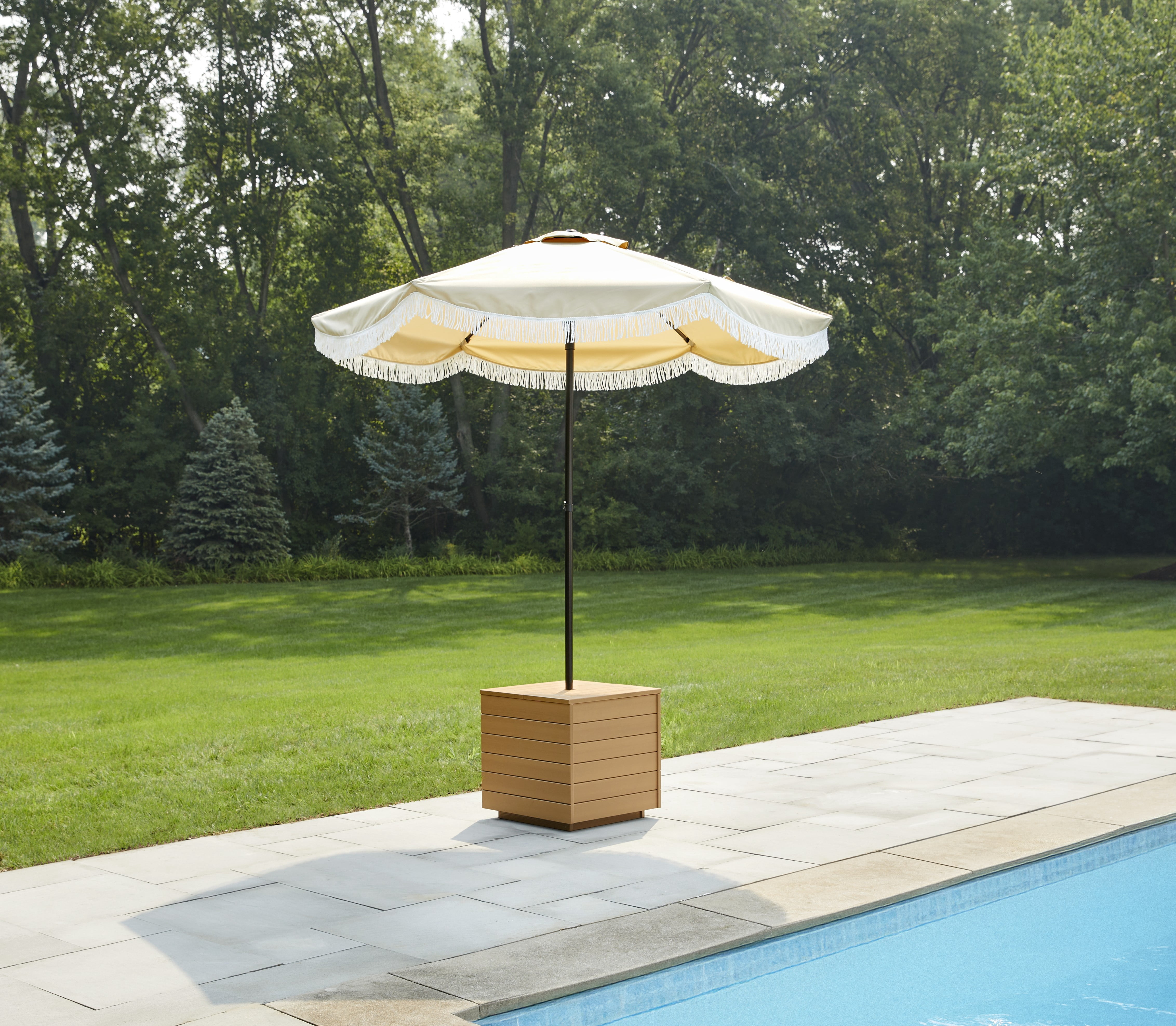 Better Homes & Gardens Ezra Outdoor HDPE Umbrella Table, Teak