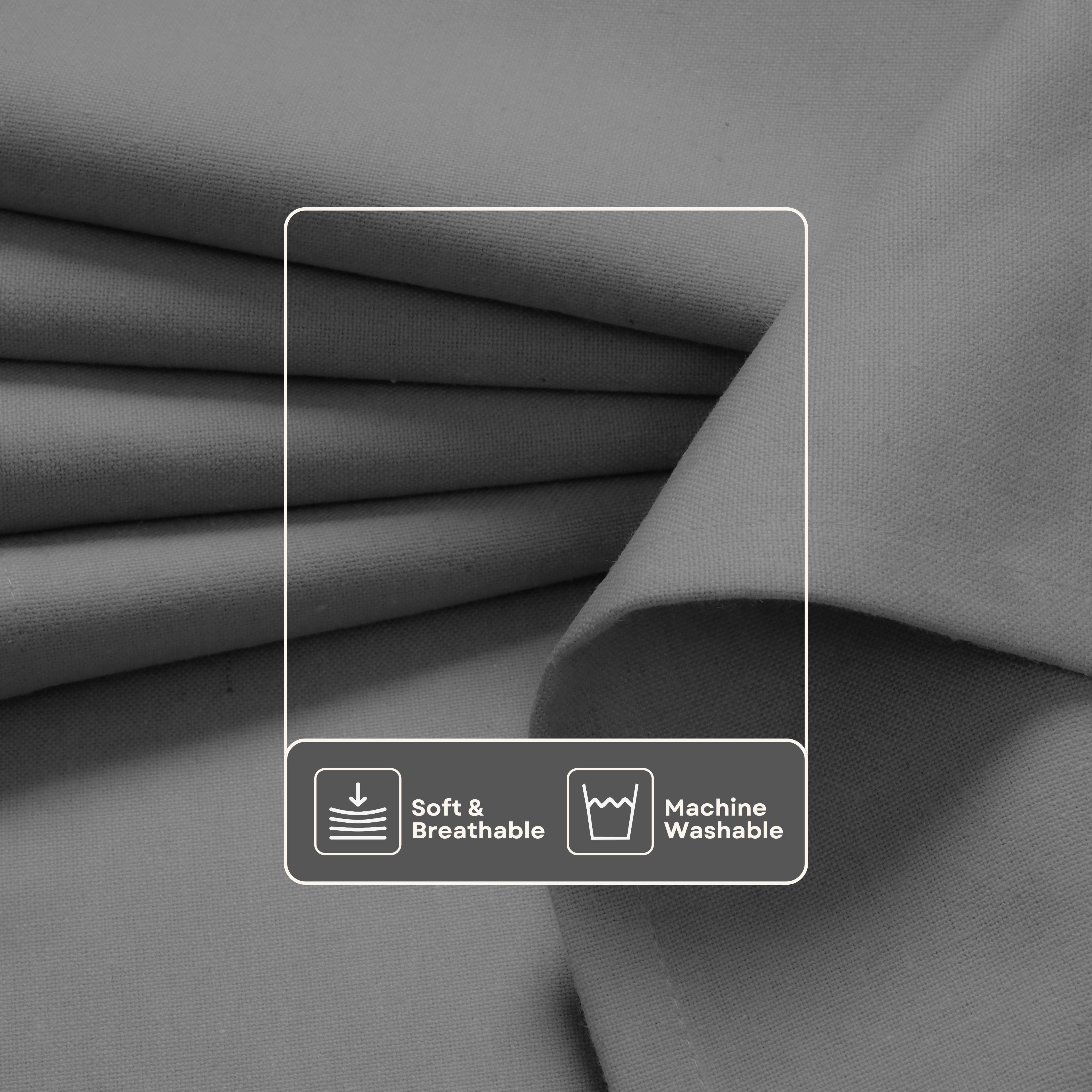 HEIRLOOM COMFORT Ash Grey Solid Panel Curtains, 84 Inches Long, Set of 2, 100% Cotton, Light Filtering for Privacy, Chic Farmhouse Minimalism, Ideal for Bedroom, Living Room, 54" W x 84" L