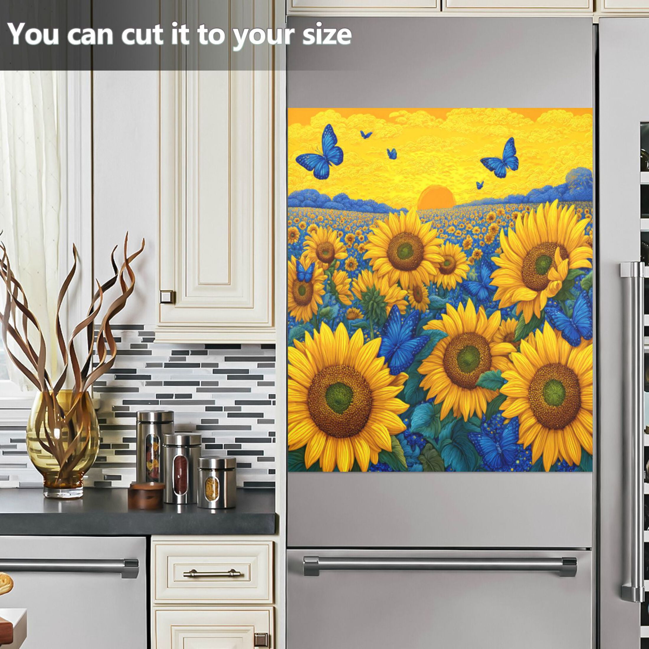 Dishwasher Magnetic Refrigerator Magnet Cover Sticker Home Decorative 23"x26" Sunflowers in The Field