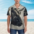 thumbnail image 2 of Gukieu Mystical Bull in Fog Print Men's Short-sleeved Shirts, Button-down Lapel Hawaiian Shirts, T-shirts, Beach Vacation Summer Casual Wear,Medium, 2 of 7