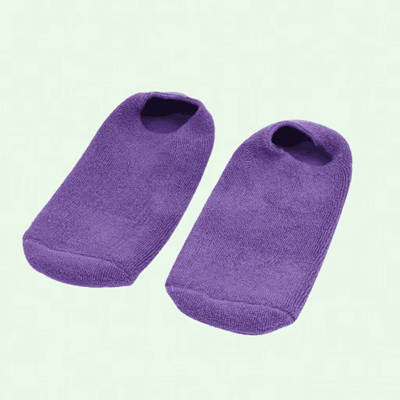 Moisturizing Gel Socks - 3 Pairs Foot Mask Exfoliating Spa Sock Gel Foot Care Silicone Socks (Purple)